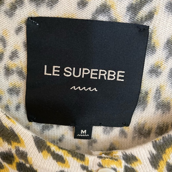 Le Superbe 100% cashmere animal print cardigan sweater size M - Picture 3 of 6